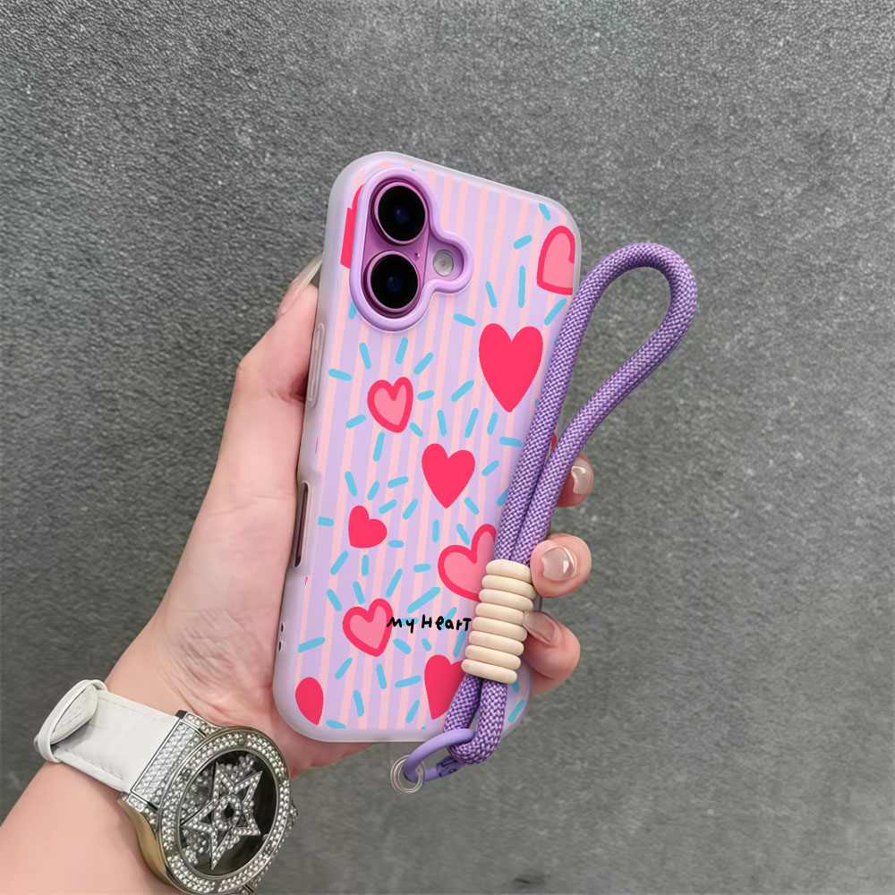 Red Heart Striped INS Phone Ca - Samsung Galaxy Strap recension och pris