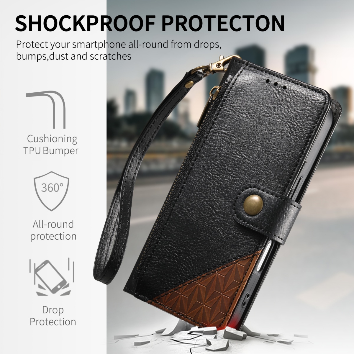 PU Leather Zipper Wrist Strap  - Samsung Galaxy Strap recension och pris
