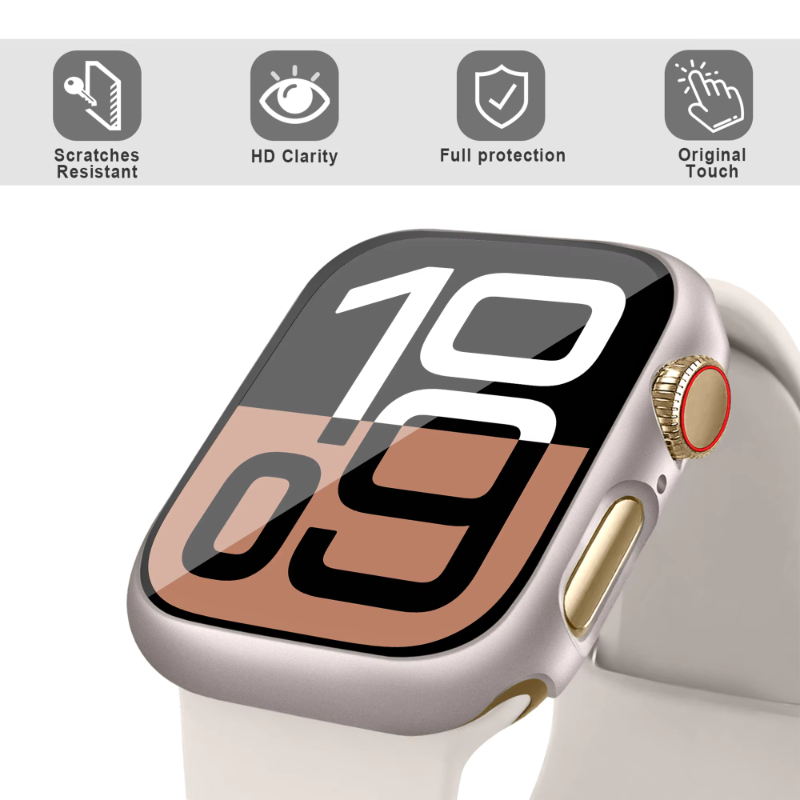 Glass+Case For Apple Watch 44m - Iwatch Smartwatch Series 7 recension och pris